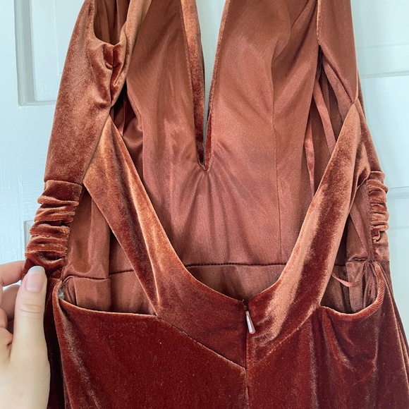 Revelry - Dylan Velvet Dress, Rust - Picture 8 of 11